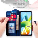 Shock Proof Flip Cover Back Case for Redmi A1 | Magnetic Wallet Leather Case with Stand - Image 4