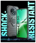 Shock Proof Back Case Mobile Cover for Oppo F27 5G | Back Cover Case (Tough Armor | Hybrid PC + TPU | Ring Holder & in-Built Kickstand | Black) - Image 4