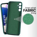 Ultra Slim Soft Rubberised Back Cover Case for Samsung Galaxy A14 5G | A14 4G | Inner Velvet Fabric Lining | Matte Silicone Flexible Camera Protection Back Case - Green - Image 3