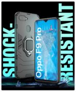 Shock Proof Back Case Mobile Cover for Realme U1 | Oppo F9 Pro (Armor | Hybrid PC + TPU | Full Protection with Ring Holder Kickstand | Carbon Black) - Image 3