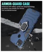 kelpuj Shock Proof Back Case Mobile Cover for Realme Narzo 30A | 20 | C12 | Back Cover Case (Tough Armor | Hybrid PC + TPU | Ring Holder & in-Built Kickstand | Blue) - Image 6