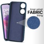 Ultra Slim Soft Rubberised Back Cover Oppo A78 5G | Inner Velvet Fabric Lining | Matte Silicone Flexible Camera Protection Back Case for Mobile - Blue - Image 3