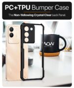 Shock Proof Clear Back Case Mobile Cover for Vivo Y200 5G (Hard | Hybrid PC + TPU | Full Armour Device & Camera Protection | Black) - Image 5