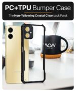 kelpuj Shock Proof Clear Protective Back Case for Samsung Galaxy A06 - AirEDGE Technology | 360 Degree Camera Protection | Transparent Hybrid Back Case Mobile Cover - Black - Image 6