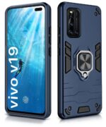 Shock Proof Back Case Mobile Cover for Vivo V19 | Back Cover Case (Tough Armor | Hybrid PC + TPU | Ring Holder & in-Built Kickstand | Blue) - Image 2