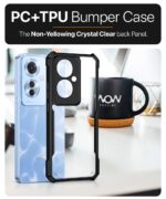 Shock Proof Clear Back Case Mobile Cover for Oppo F25 Pro 5G (Hard | Hybrid PC + TPU | Full Armour Device & Camera Protection | Black) - Image 5