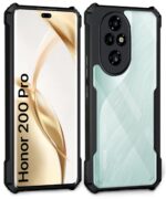 Shock Proof Clear Protective Back Case for Honor 200 Pro 5G - AirEDGE Technology | 360 Degree Camera Protection | Transparent Hybrid Back Case Mobile Cover - Black - Image 3