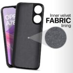 Ultra Slim Soft Rubberised Back Cover Case for Oppo A78 5G | Inner Velvet Fabric Lining | Matte Silicone Flexible Camera Protection Back Case - Black - Image 4