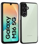 Shockproof Hybrid Back Cover for Samsung Galaxy M36 5G | Samsung Galaxy F36 5G Hard Slim fit Back Case | PC & TPU | Clear Transparent Case Black - Image 2