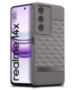 Back Cover for Realme 14x 5G | Realme Narzo 80x | P3x with Hexa Cube Design | Ultra Slim Soft Case | Velvet Fabric | Matte Silicone Flexible Mobile Case | Camera Protection - Grey - Image 2