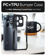 kelpuj Shock Proof Clear Protective Back Case for Infinix Smart 8 HD - AirEDGE Technology | 360 Degree Camera Protection | Transparent Hybrid Back Case Mobile Cover - Black - Image 6