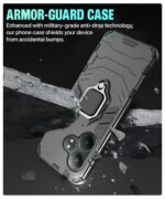 Shock Proof Back Case Mobile Cover for Realme GT 6T 5G | Realme GT 6 | Back Cover Case (Tough Armor | Hybrid PC + TPU | Ring Holder & in-Built Kickstand | Black) - Image 8