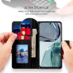 Shock Proof Flip Cover Back Case for Moto Motorola G62 | Magnetic Wallet Leather Case with Stand - Image 3