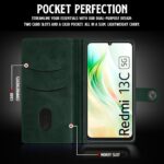 Shock Proof Flip Cover Back Case for Mi Redmi 13C 5G | Magnetic Wallet Leather Case with Stand - Image 4