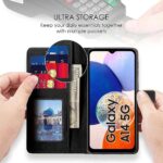 Shock Proof Flip Cover Back Case for Samsung Galaxy A14 5G | Magnetic Wallet Leather Case with Stand - Image 6
