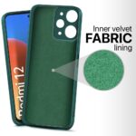 Back Cover for Mi Redmi 12 4G | Ultra Slim Soft Rubberised Case | Inner Velvet Fabric Lining | Matte Silicone Flexible Mobile Case | Camera Protection - Green - Image 3