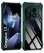 Shock Proof Clear Protective Back Case for 1+ OnePlus 13 - AirEDGE Technology | 360 Degree Camera Protection | Transparent Hybrid Back Case Mobile Cover - Green - Image 2