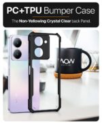 Shock Proof Clear Protective Back Case for Vivo Y27 5G - AirEDGE Technology | 360 Degree Camera Protection | Transparent Hybrid Back Case Mobile Cover - Black - Image 4