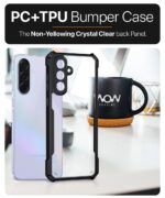 kelpuj Shock Proof Clear Protective Back Case for Samsung Galaxy A36 5G | Galaxy A56 5G - AirEDGE Technology | 360 Degree Camera Protection | Transparent Hybrid Back Case Mobile Cover - Black - Image 6