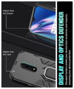 Shock Proof Back Case Mobile Cover for Oneplus 7 | 6T (Armor | Hybrid PC + TPU | Full Protection with Ring Holder Kickstand | Carbon Black) - Image 5