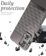 Back Cover for Moto Edge 50 Fusion 5G | Moto Edge G96 Fusion 5G with Hexa Cube Design | Inner Velvet Fabric | Matte Silicone Flexible Mobile Case | Camera Protection - Grey - Image 4