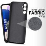 Ultra Slim Soft Rubberised Back Cover Case for Samsung Galaxy A14 5G | A14 4G | Inner Velvet Fabric Lining | Matte Silicone Flexible Camera Protection Back Case - Black - Image 4