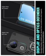 Shock Proof Back Case Mobile Cover for iQOO Z10R 5G | Vivo V50 5G | V50e 5G | V50 Elite Edition| Back Cover Case (Tough Armor | Hybrid PC + TPU | Ring Holder & in-Built Kickstand | Black) - Image 5