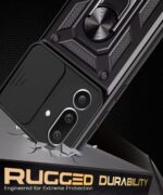 Tough Armor Bumper Mobile Back Case for Samsung Galaxy M56 5G | Galaxy F56 5G | Sliding Camera Cover | Shockproof 360? Protection | Hybrid PC + TPU | Ring Holder with Kickstand ? Black - Image 4