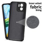 Ultra Slim, Soft Rubberised Back Cover for Redmi A1 | Redmi A2 with Inner Velvet Fabric Lining (Matte Silicone | Black) - Image 3