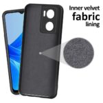 Back Cover for Oppo A57 4G 2022 | Oppo A77 4G | Ultra Slim Soft Rubberised Case | Inner Velvet Fabric Lining | Matte Silicone Flexible Mobile Case | Camera Protection - Black - Image 3