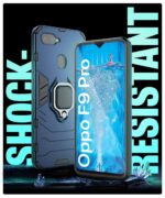 Shock Proof Back Case Mobile Cover for Realme U1 | Oppo F9 Pro | Back Cover Case (Tough Armor | Hybrid PC + TPU | Ring Holder & in-Built Kickstand | Blue) - Image 3