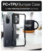 Shock Proof Clear Protective Back Cover Case for Redmi Note 10 Pro | Pro Max | AirEDGE Technology | Full Device & Camera Protection | Poly Carbonate + TPU Transparent Back Case - Black - Image 5