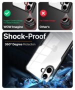 Shock Proof Clear Protective Back Case for iPhone 16 Plus - AirEDGE Technology | 360 Degree Camera Protection | Transparent Hybrid Back Case Mobile Cover - Black - Image 4