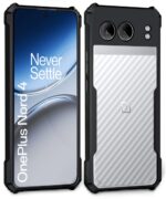 kelpuj Shock Proof Clear Protective Back Case for 1+ OnePlus Nord 4 5G - AirEDGE Technology | 360 Degree Camera Protection | Transparent Hybrid Back Case Mobile Cover - Black - Image 4