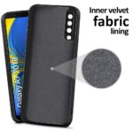 Ultra Slim Soft Rubberised Back Cover Case for Samsung Galaxy A7 2018 | Inner Velvet Fabric Lining | Matte Silicone Flexible Camera Protection Back Case - Black - Image 2