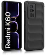 Ultimate Silicon Back Cover Case for Xiaomi Redmi K60 | Military Grade Drop Protection Shockproof Bumper | Anti-Slip Grip | Scratch Proof Micro-Fibre Cloth Inside (Pitch Black) - Image 2