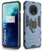Shock Proof Back Case Mobile Cover for 1+ OnePlus 7T | Back Cover Case (Tough Armor | Hybrid PC + TPU | Ring Holder & in-Built Kickstand | Blue) - Image 2
