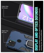 kelpuj Shock Proof Back Case Mobile Cover for Realme Narzo 30A | 20 | C12 | Back Cover Case (Tough Armor | Hybrid PC + TPU | Ring Holder & in-Built Kickstand | Blue) - Image 8