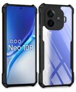 Shock Proof Clear Protective Back Case for IQOO Neo 10R - AirEDGE Technology | 360 Degree Camera Protection | Transparent Hybrid Back Case Mobile Cover - Black - Image 2