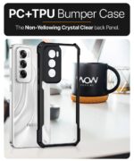 kelpuj Shock Proof Clear Protective Back Case for Oppo Reno 12 Pro 5G - AirEDGE Technology | 360 Degree Camera Protection | Transparent Hybrid Back Case Mobile Cover - Black - Image 8