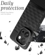 kelpuj Back Cover for 1+ OnePlus 13s 5G with Hexa Cube Design | Ultra Slim Soft Rubberised Case | Inner Velvet Fabric | Matte Silicone Flexible Mobile Case | Camera Protection - Black - Image 4