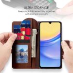 Shock Proof Flip Cover Back Case for Samsung Galaxy A15 5G | Magnetic Wallet Leather Case with Stand - Image 4