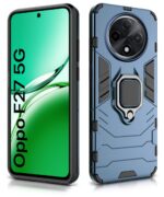 Shock Proof Back Case Mobile Cover for Oppo F27 5G | Back Cover Case (Tough Armor | Hybrid PC + TPU | Ring Holder & in-Built Kickstand | Blue) - Image 4