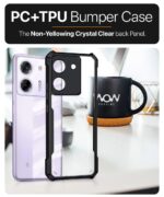 Shock Proof Clear Protective Back Case for Poco M7 Pro 5G - AirEDGE Technology | 360 Degree Camera Protection | Transparent Hybrid Back Case Mobile Cover - Black - Image 5