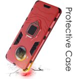 kelpuj Case Compatible with Oppo A16 Tough Armor Bumper Back Cover | Ring Holder & Kickstand in-Built Case | Excellent 360 Degree Protection (Red) - Image 4