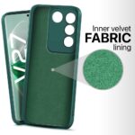 Slim Ultra Soft Rubberised Back Cover for Vivo V27 | V27 Pro 5G | Inner Velvet Fabric Lining | Matte Silicone Flexible Camera Protection Back Case - Green - Image 2