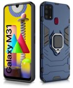 Shock Proof Back Case Mobile Cover for Samsung Galaxy M31 / F41 / M31 Prime | Back Cover Case (Tough Armor | Hybrid PC + TPU | Ring Holder & in-Built Kickstand | Blue) - Image 2