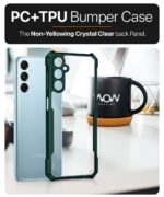 Shock Proof Clear Back Case Mobile Cover for Samsung Galaxy M14 5G (Hard | Hybrid PC + TPU | Full Armour Device & Camera Protection | Camo Green) - Image 8