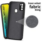 Ultra Slim Soft Rubberised Back Cover Case for Samsung Galaxy M21 | M30s | M21 2021 | Inner Velvet Fabric Lining | Matte Silicone Flexible Camera Protection Back Case - Black - Image 2
