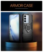Shock Proof Back Case Mobile Cover for Vivo V27 | V27 Pro 5G | Back Cover Case (Tough Armor | Hybrid PC + TPU | Ring Holder & inBuilt Kickstand | Black) - Image 4